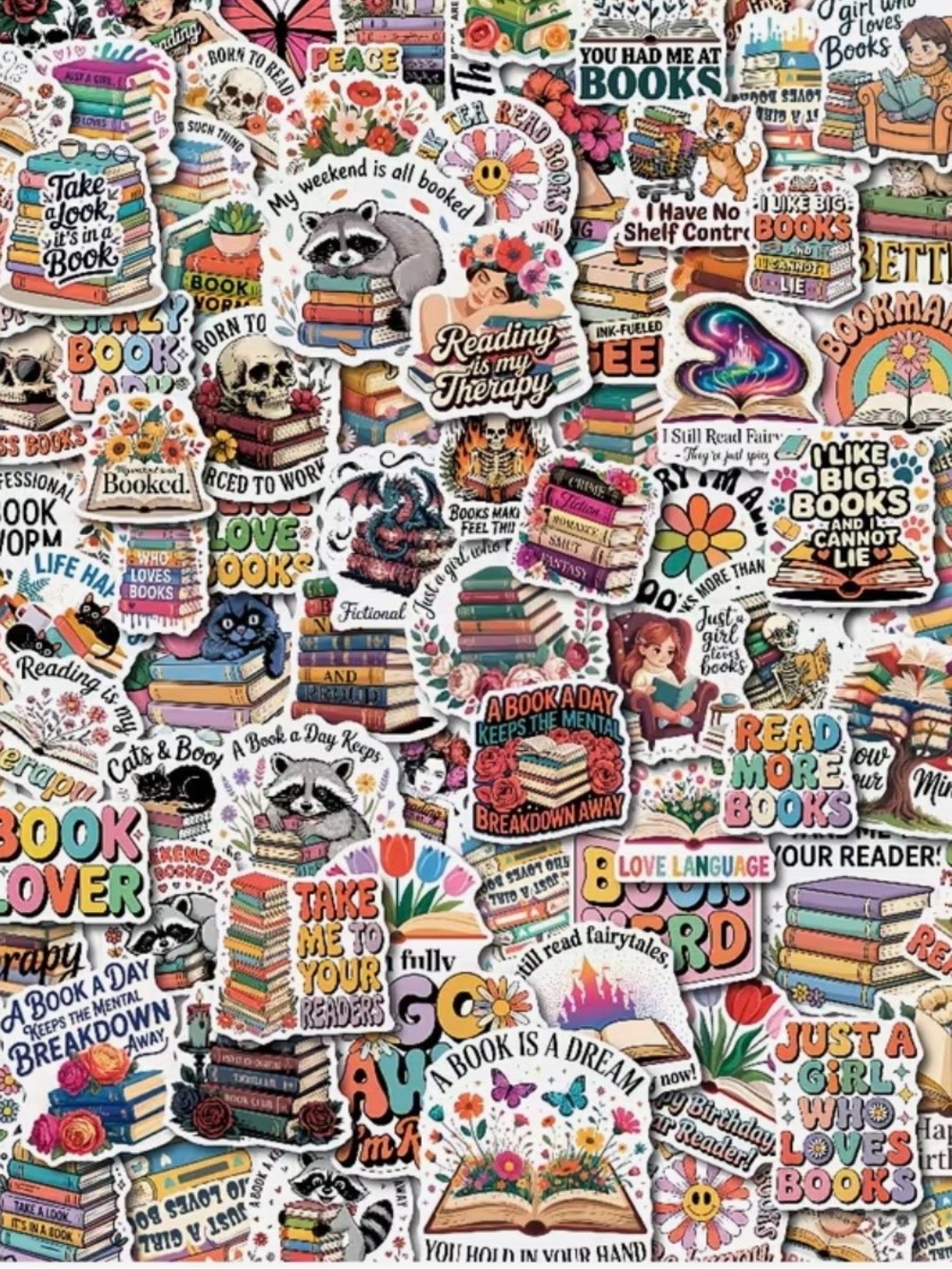 100 Book Lover Stickers Colorful Reading Designs Book Stacks